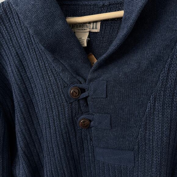 Duluth Trading Sweater Mens 2XL High Neck Infantry Wool Blend Shawl Collar Blue - Picture 7 of 10